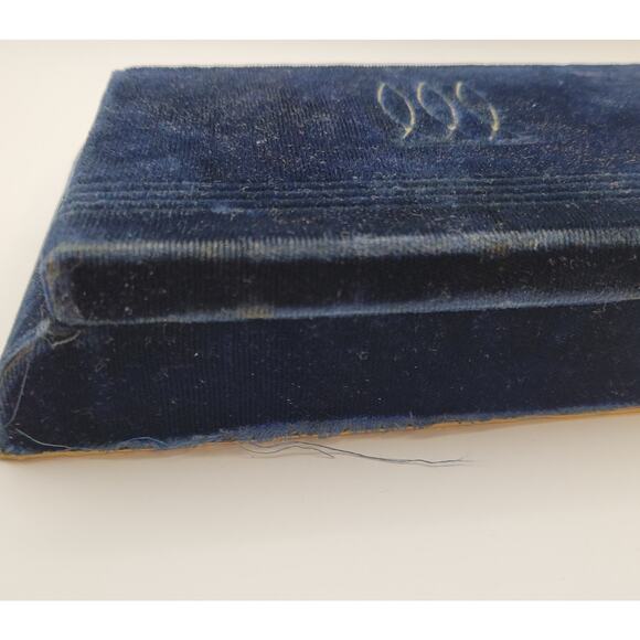 Vintage Velvet Deltah Jewelry Box Presentaion Box Blue 2 Layers Art Deco Design - Picture 2 of 16